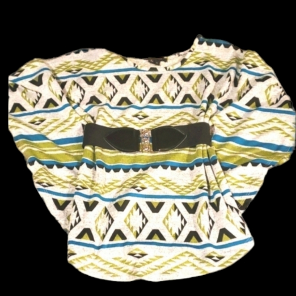 Jr's small winged aztec shirt. Belted